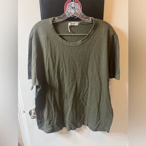 Buck Mason Shirt Mens Green Tee Cotton Curved Hem Made In USA